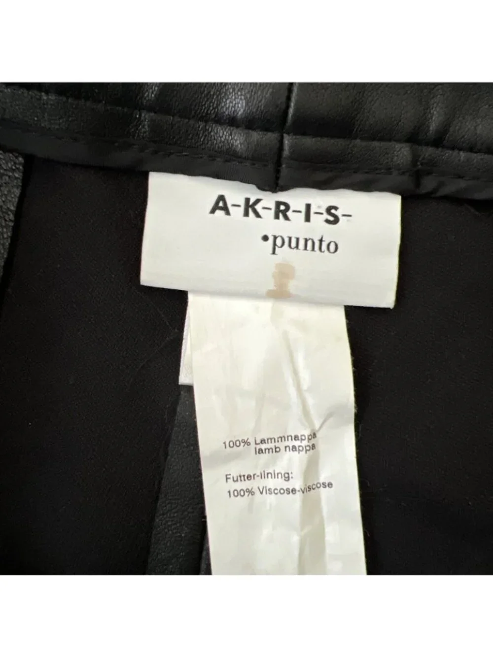 Akris Punto‎ Fancy Lambskin Nappa Leather Front Fitted Pants Womens US 10 Black